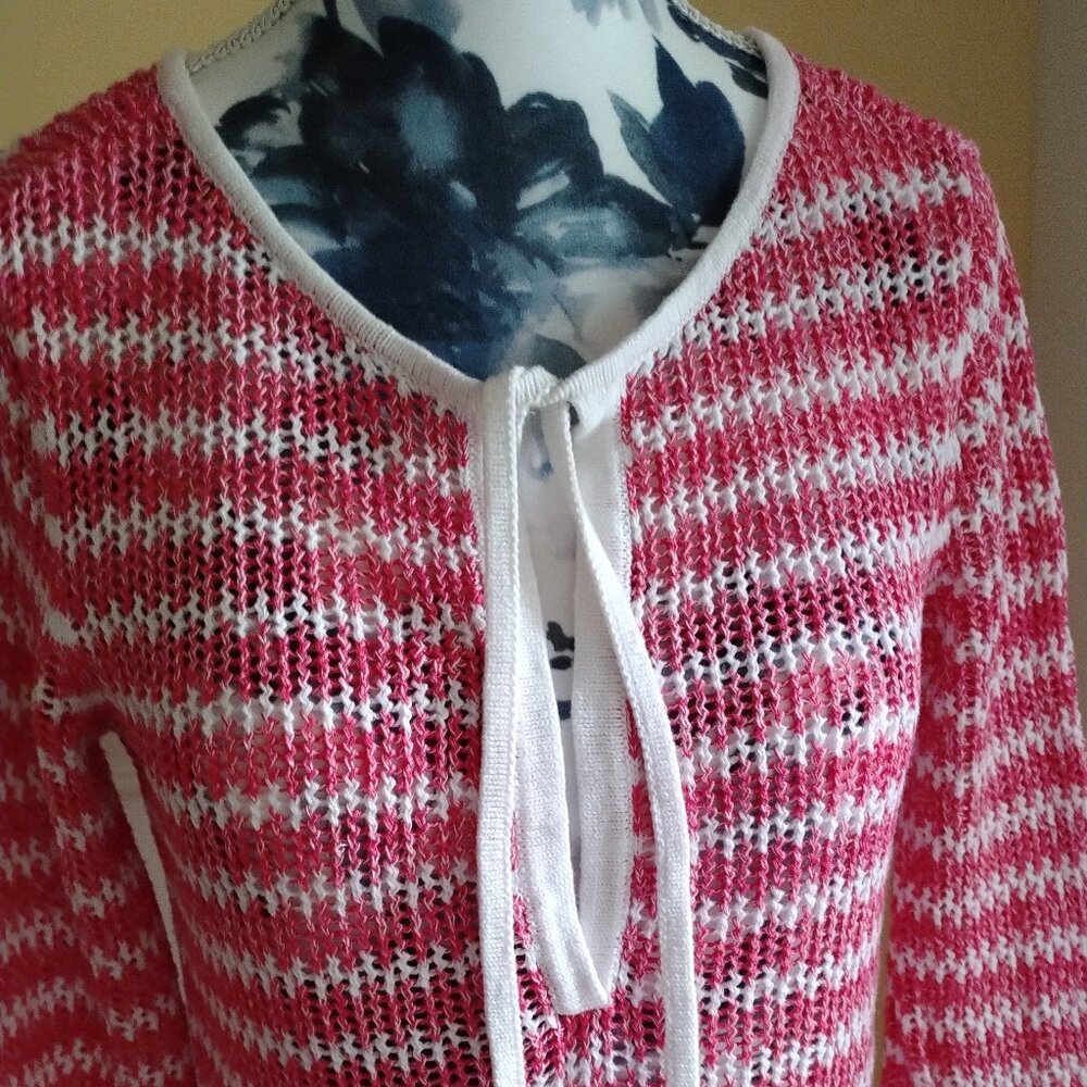 Tommy Bahama Linen Blend Coral Stripe Sweater Knit Dress, XS - Picture 7 of 10